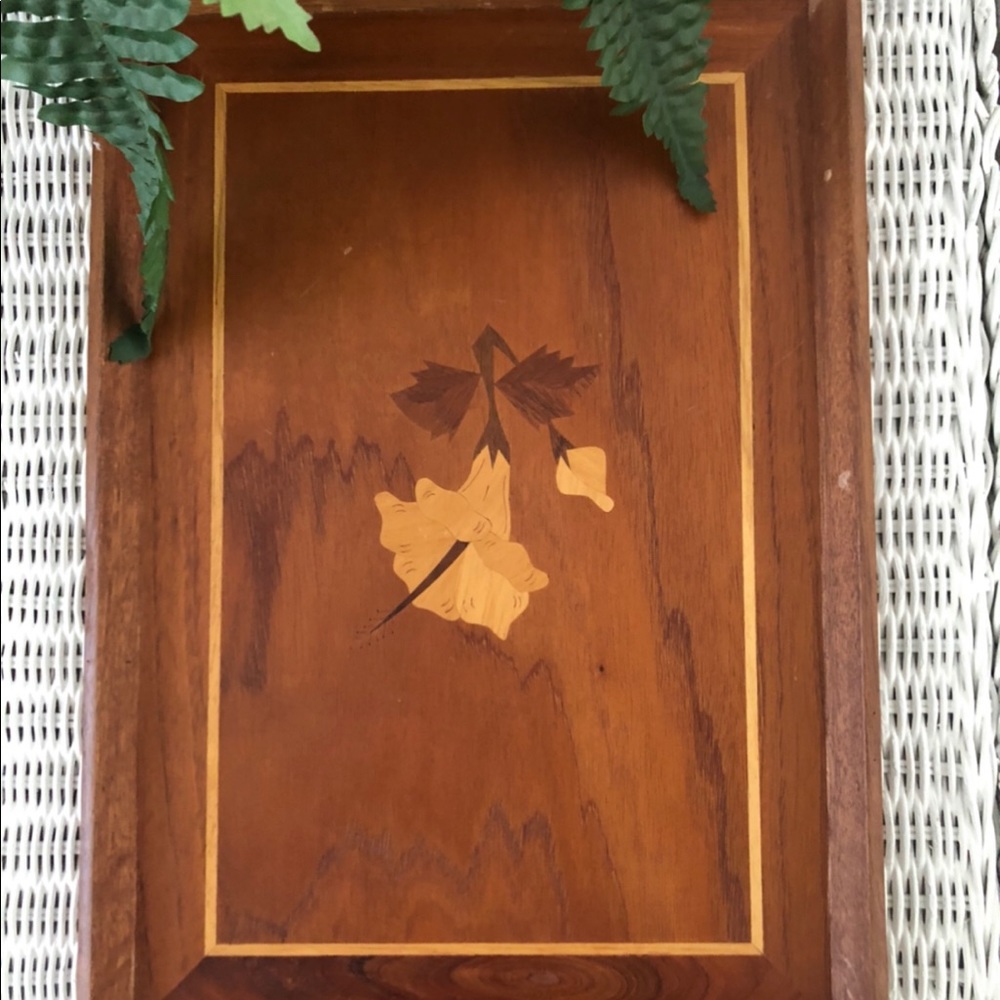 Vintage mid Century wooden tray Japan art